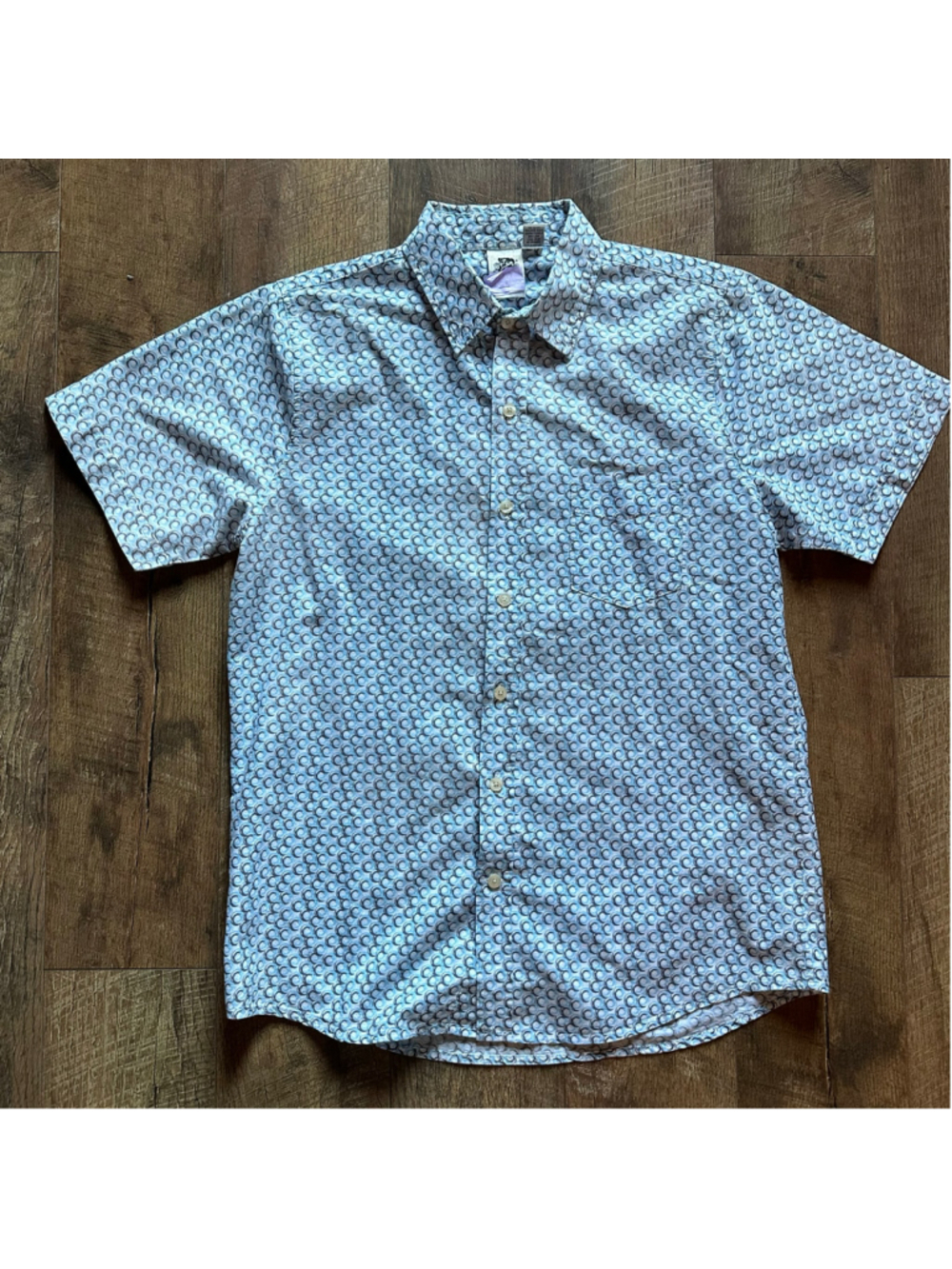 Men's KENNINGTON Blue Black Casual Button Down Shirt L